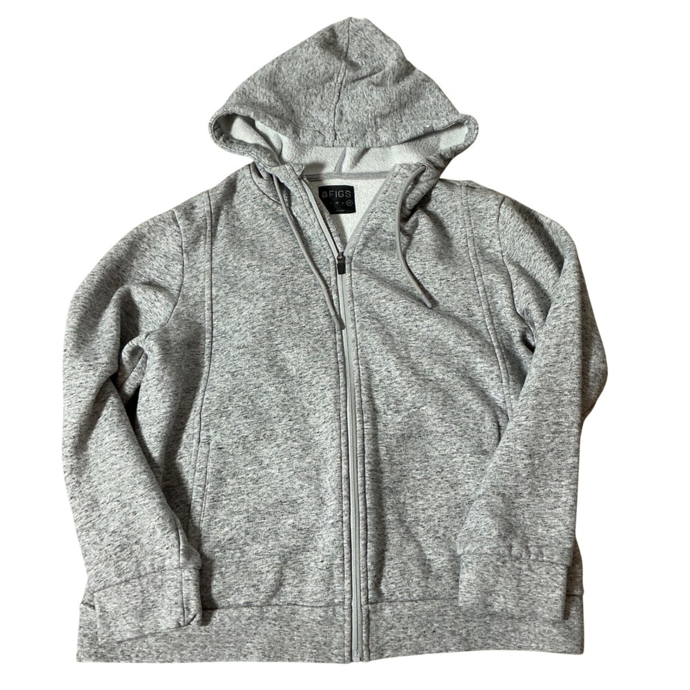 FIGS Heather Gray Fleece Full Zip Hoodie Women XL Scrub Jacket WXXW1004 Layering